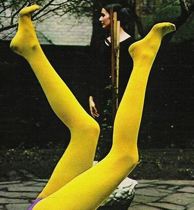 Women`s Legs and Feet in Tights: Legs and Feet in Turqouise ad Yellow ...
