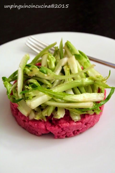 tartare di manzo con puntarelle alla romana