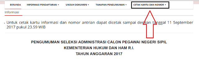 Cara cetak kartu dan nomor antrian verifikasi berkas cpns