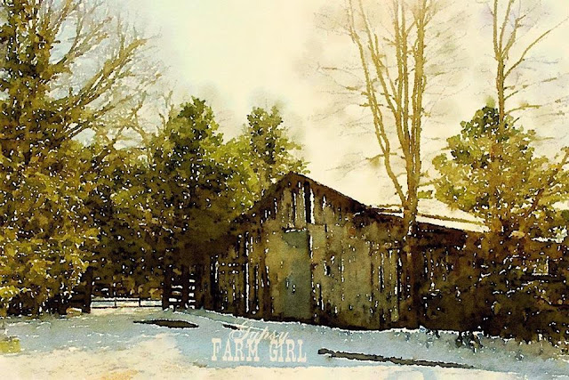 old barn with snow
