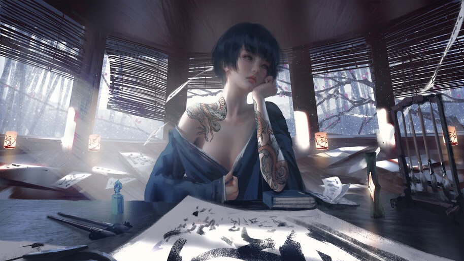 Fantasy, Asian, Girl, Tattoo, 4K, #4.29