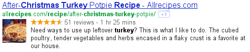 A recipe search result powered by structured data