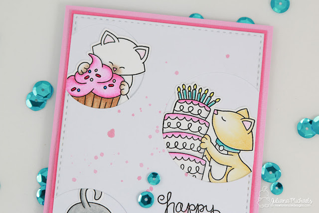 Happy Birthday Card by Juliana Michaels featuring Newton's Nook Designs Newton Eats Cake Stamp and Die Set from the February 2017 Release.