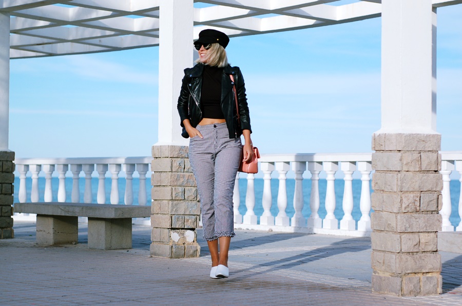 pantalón cuadro vichy Zara, Shoes Asos & Biker & Michael Kors Bag
