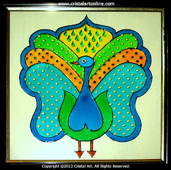 painting glass peacock motif drawing wall