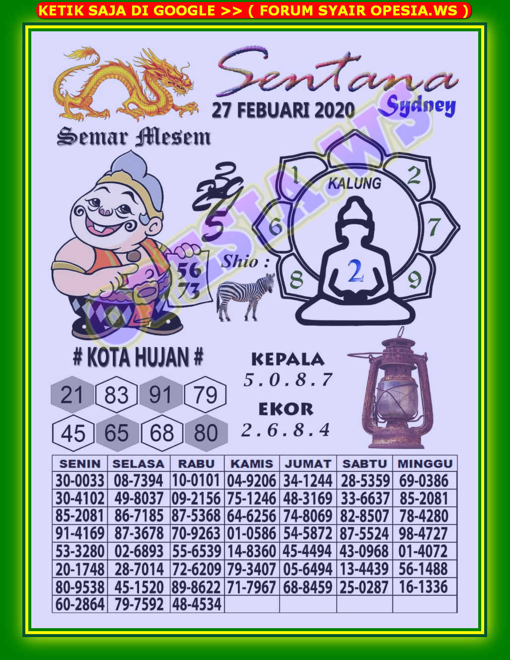 1 New Message Kode Syair Sydney 27 Februari 2020 Forum Syair Togel Hongkong Singapura Sydney