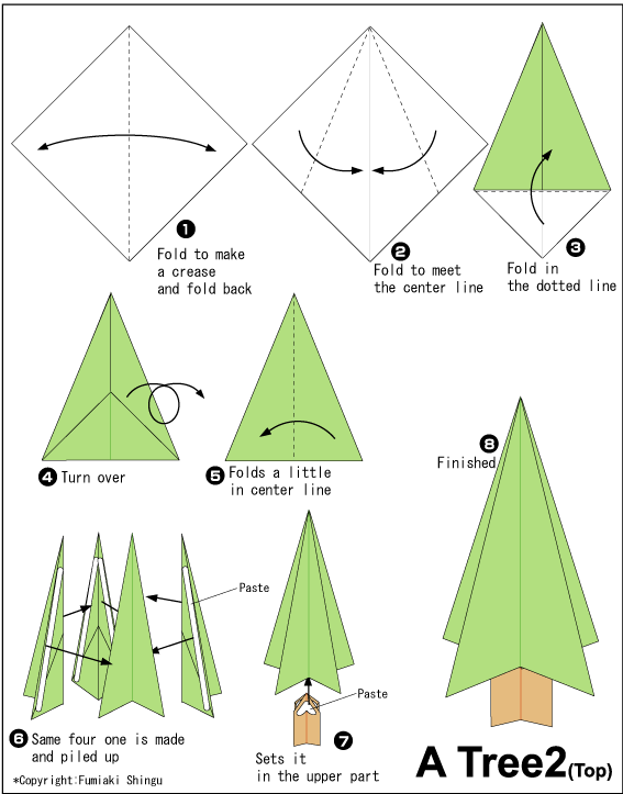 Christmas Tree 2 Easy Origami instructions For Kids