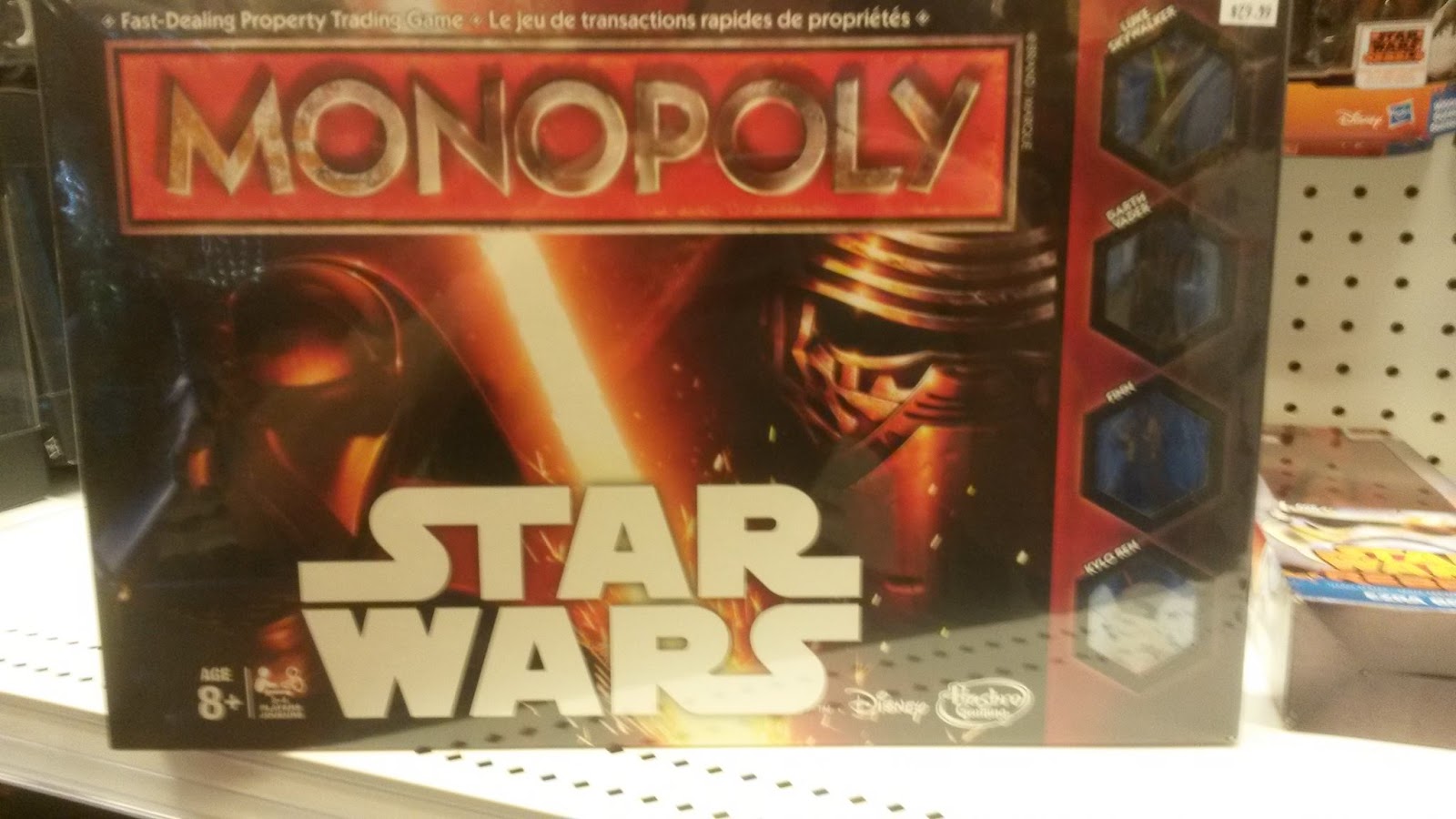 Star Wars Monopoly Pieces Luke Skywalker Darth Vader Kylo Ren Finn 