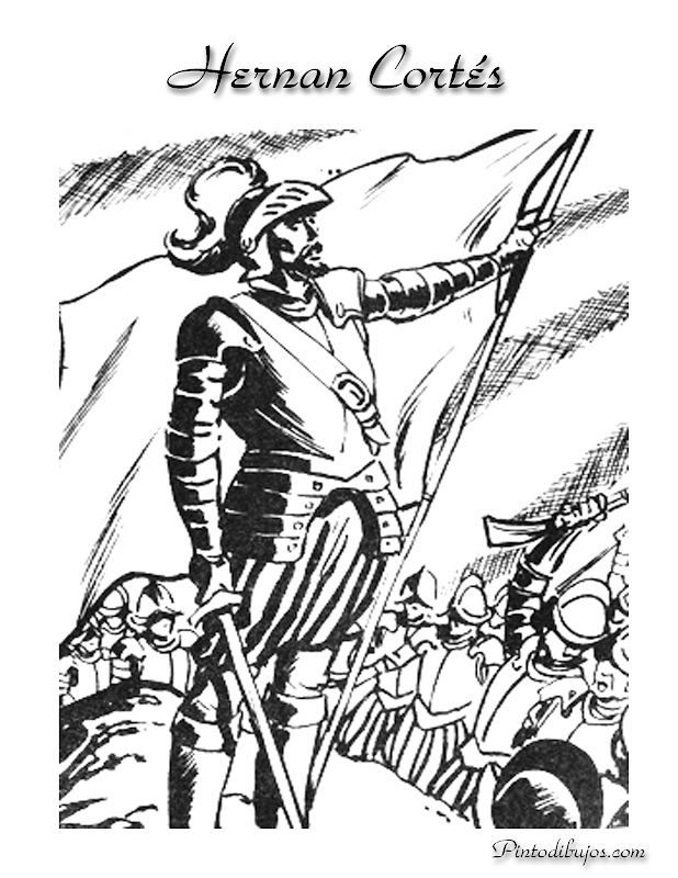Hernán Cortés para Colorear