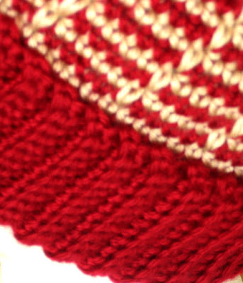  Closeup 2 Color Winter Hat - Choice of Color with Bone - Autumn Red showing