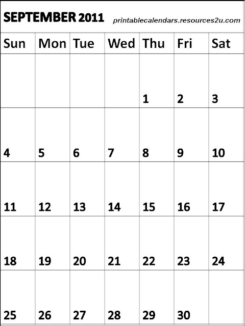2011: Blank September 2011 Calendar Planner