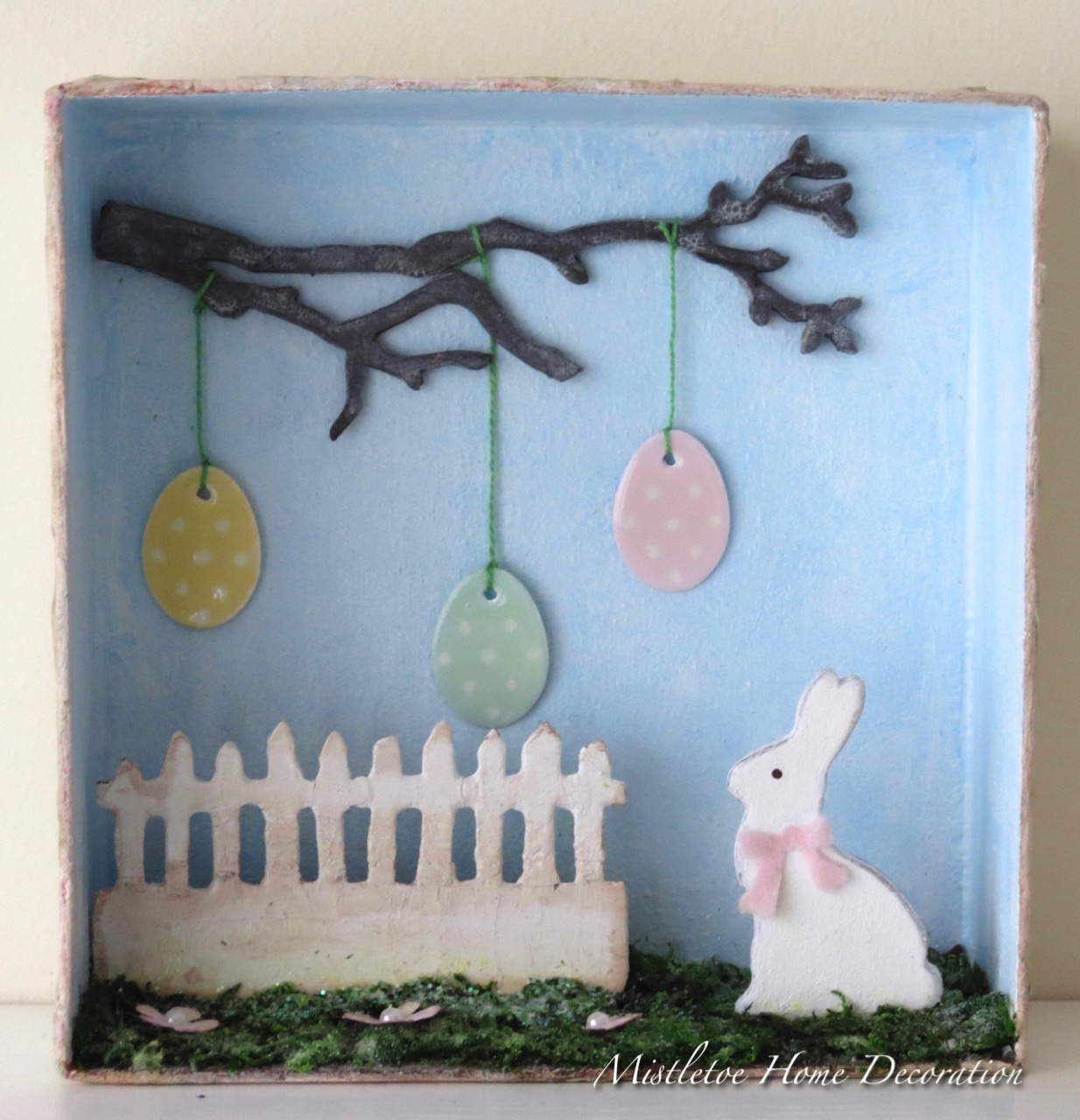Mistletoe Home Designs Easter shadow box with dies by Tim Holtz