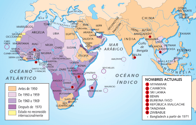Resultado de imagen de mapa descolonizacion periodo entreguerras