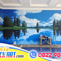 Foto Lukisan Pemandangan Pegunungan Nan Indah
