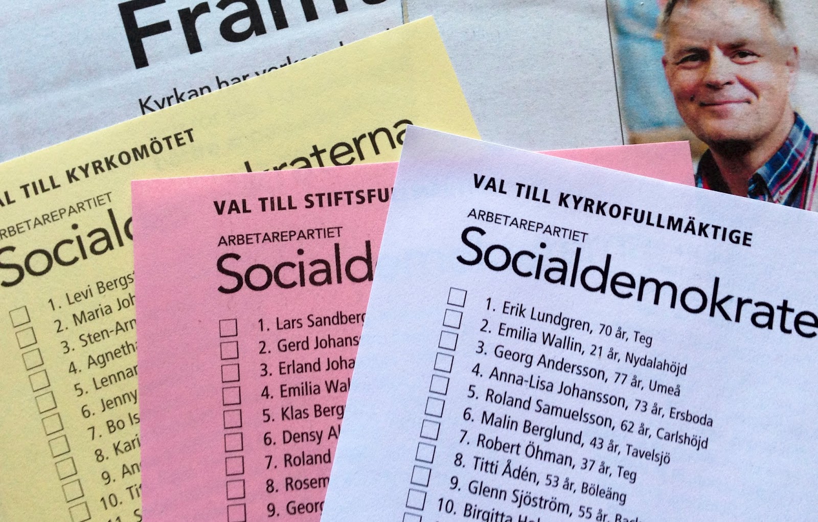 Socialdemokraterna Kyrkoval Umeå Valsedlar