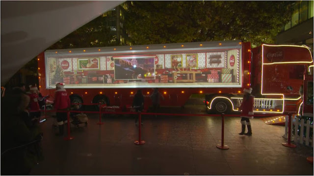 CocaCola Christmas Truck Tour projection on Facebook Live