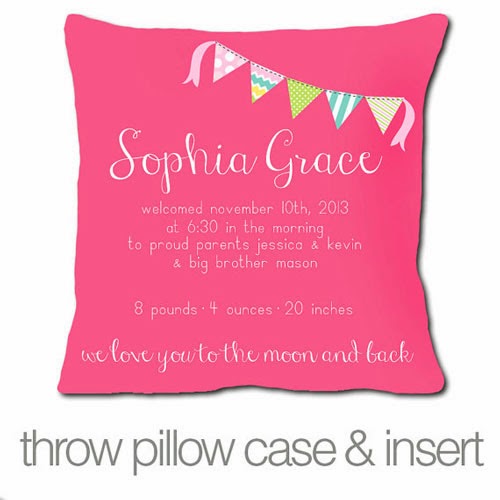New Baby Gift - Girly Throw Pillow
