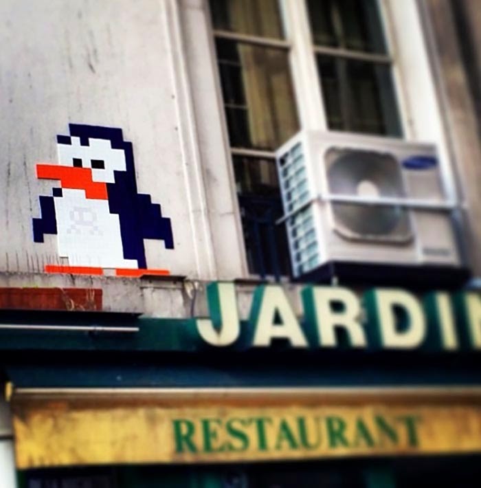 French Street Artist Invader just returned from his winter holidays in Anzere, Switzerland and started another round of invasion on the streets of Paris last night. 1