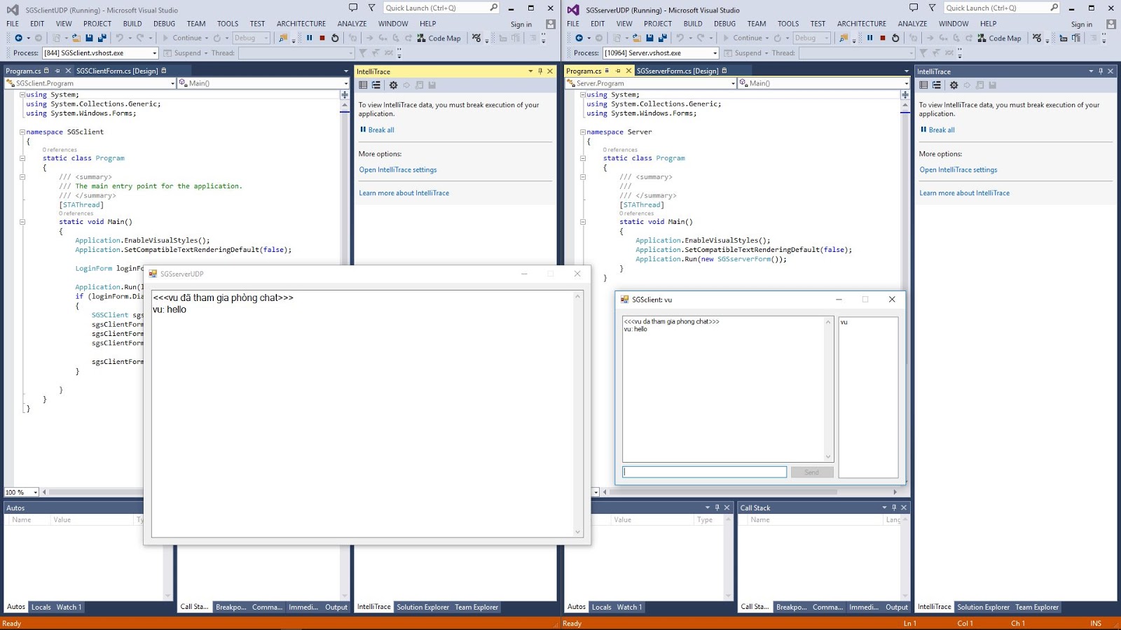 Chương trình demo UDP Chat Client Server C Chia sẻ kỹ năng, thủ