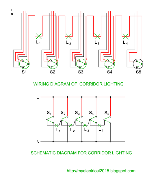 wiring and schematic diagram of corridor lighting
