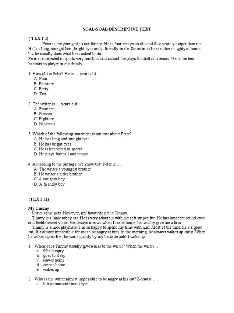 Contoh Soal Descriptive Text Wood Scribd Indo