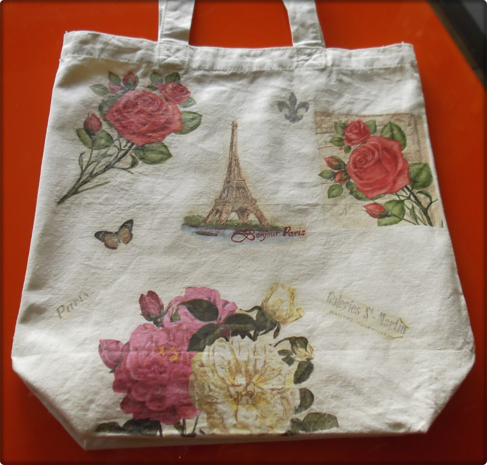 El Refugio de Lirtea BOLSA CON DECOUPAGE (DECOUPAGE EN TELA)