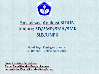 Sosialisasi Aplikasi BIOUN SD/SMP/SMA/SMK/SLB/UNPK 2019