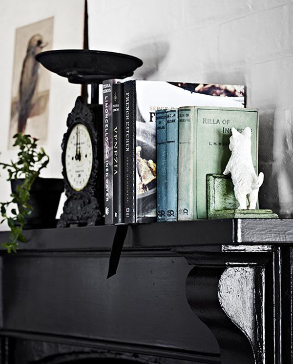 cheminee peinture noir