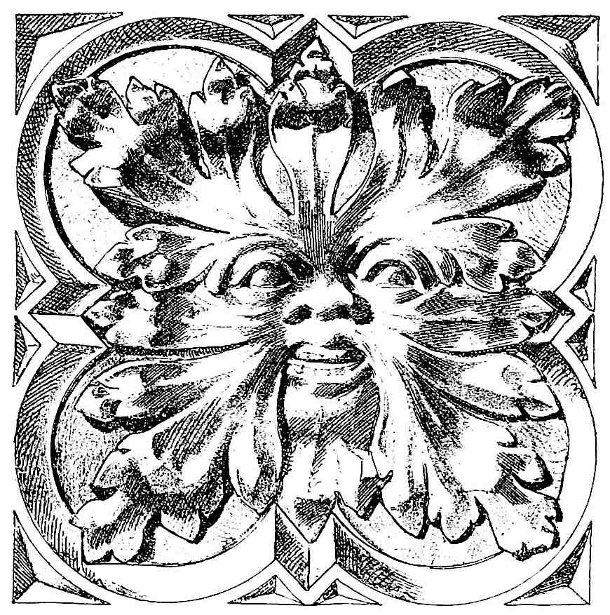 old European ornament an old European architectural ornament, a grotesque face