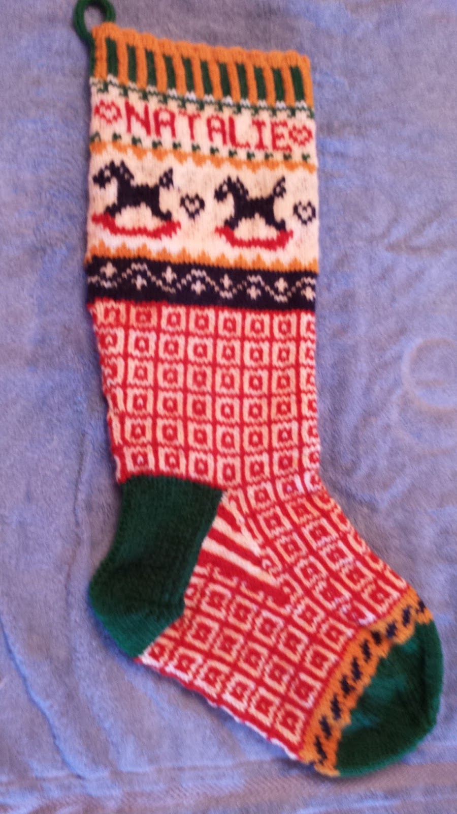 KB Knits & Crafts Little Hearts and Horses Christmas Stocking