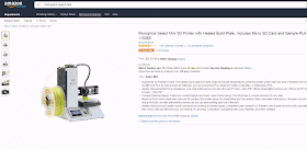 monoprice select mini 3d printer amazon, cost, reviews
