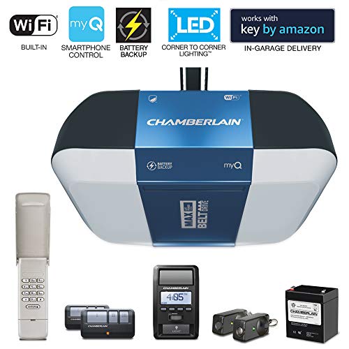 The Best Chamberlain Group Chamberlain B1381 Bright Led Lighting Smartphone Controlled Ultra Quiet Strong Belt Drive Garage Door Opener With Battery Backup Max Lifting Power 1 25 Hp Blue 2019 Cell Screens
