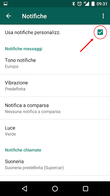 Personalizzare notifiche WhatsApp