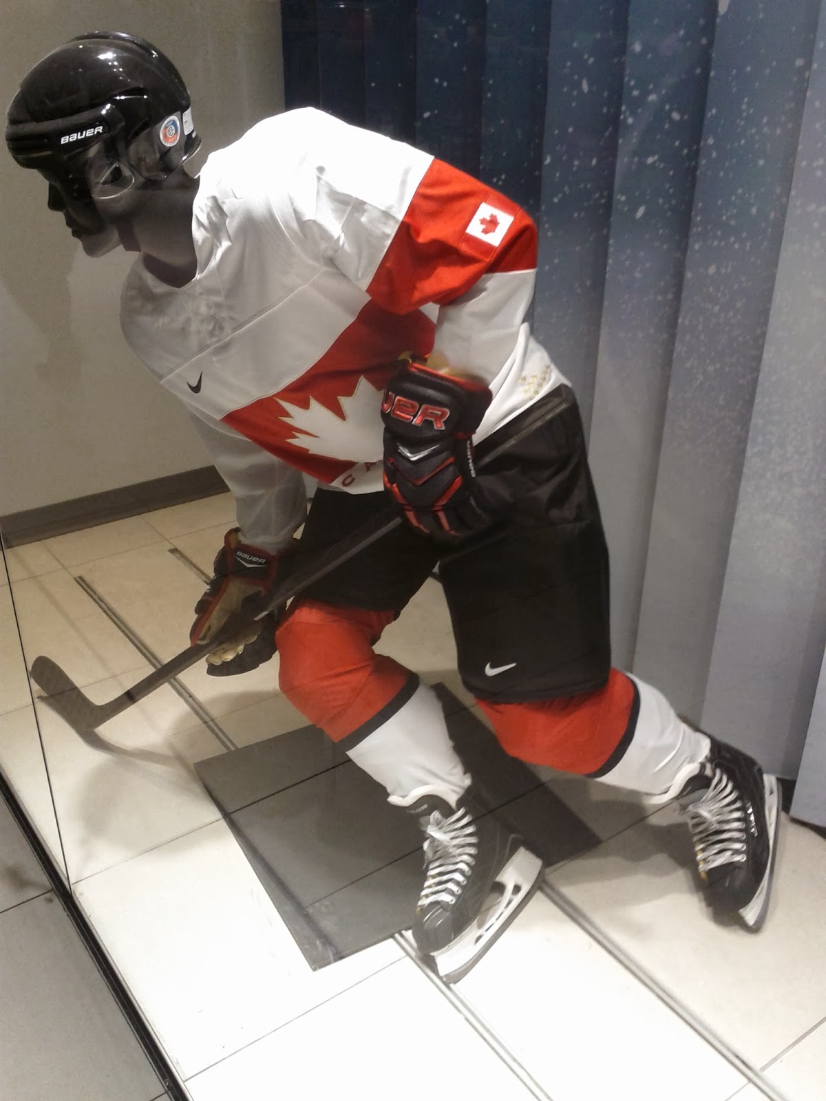 Toronto things Canadian mens hockey team mannequins at Sport Chek for