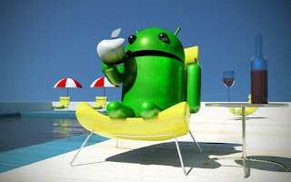 Android Pool Side With Apple