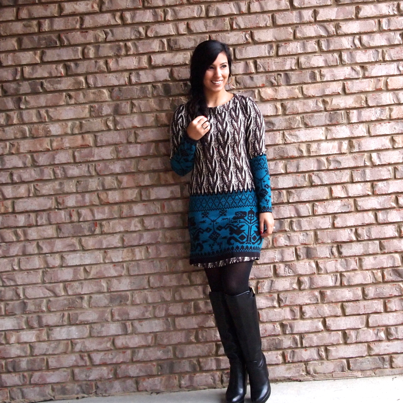 printed sweater dress