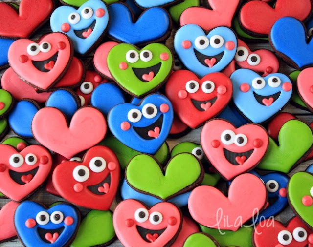 Make decorated happy heart cookies for Valentine's Day ~tutorial