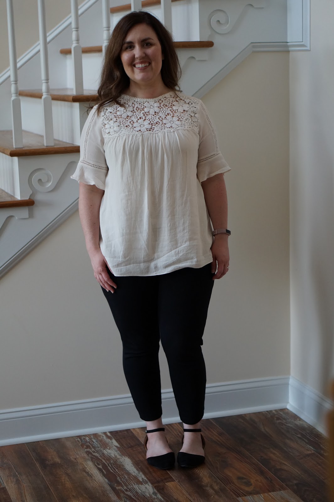 Popular North Carolina style blogger Rebecca Lately shares a gorgeous lace yoke detail top.  Click here to read about this summer appropriate work look!