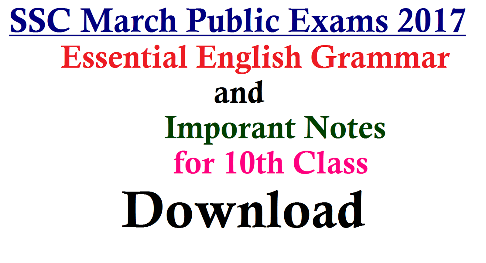 10th Class English Grammar Important Notes Download TS TET Online