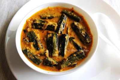 yummy tasty awesome recipes bhindi in tomato curd gravy yummy chapathi or rice side dish