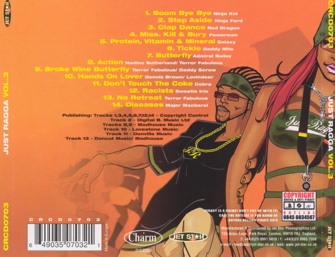 Ragga - VA - Just Ragga - Vol. 3 - (CD-1992) VERSO