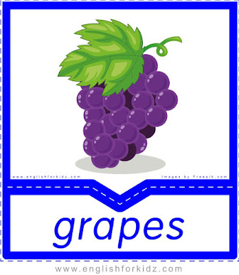Grapes - English flashcards for the fruits and vegetables topic