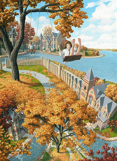 Rob Gonsalves aplicando ilusões de óptica na pintura 