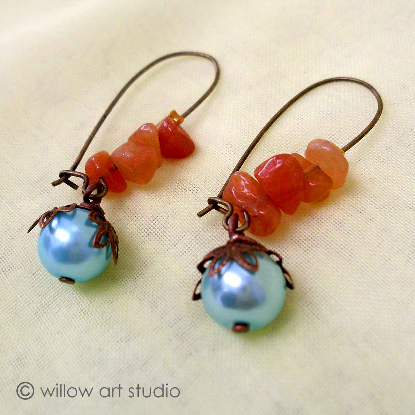 Willow Art Studio Vintage Brown Gemstone Earrings