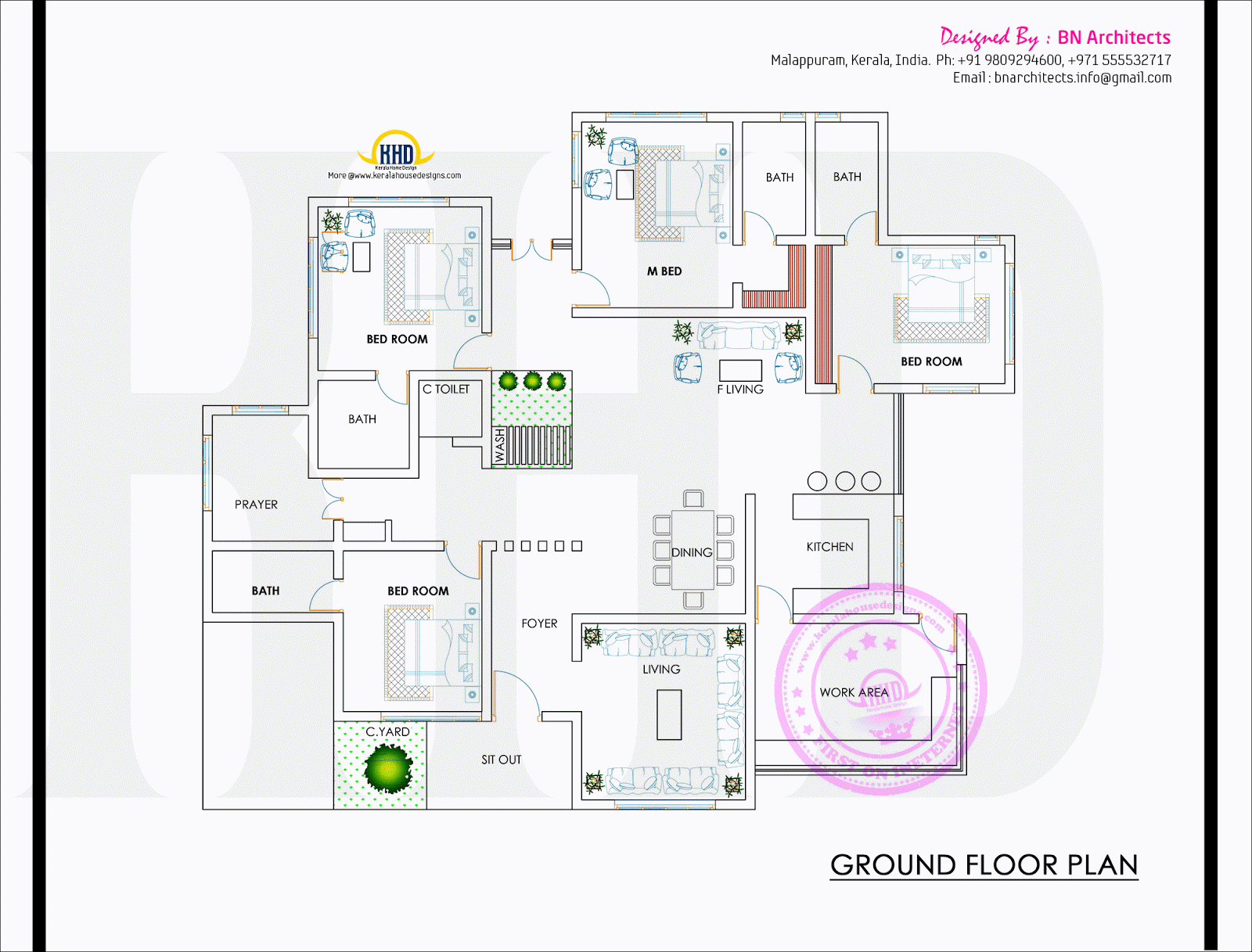 Spacious Single Floor House With Floor Plan Kerala Home