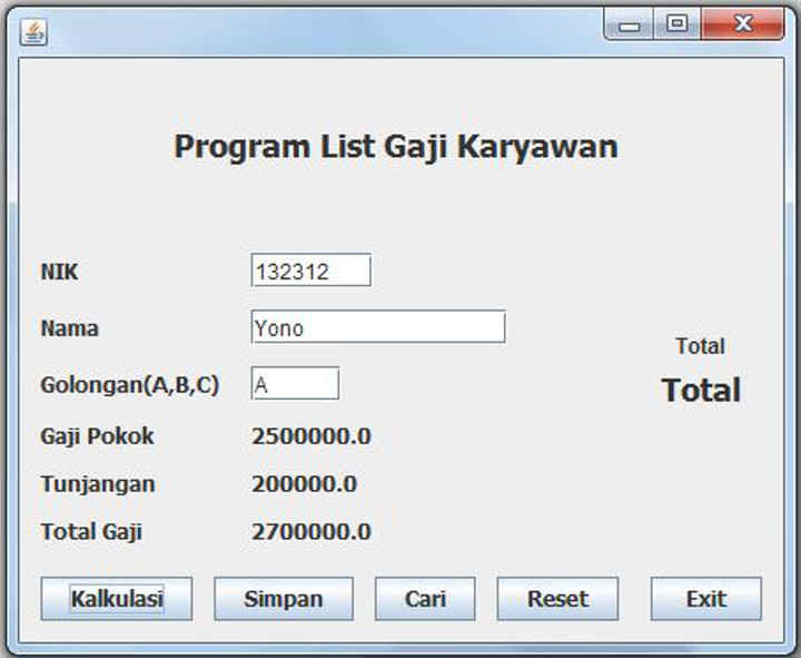Program List Gaji Karyawan Menggunakan Java NetBeans