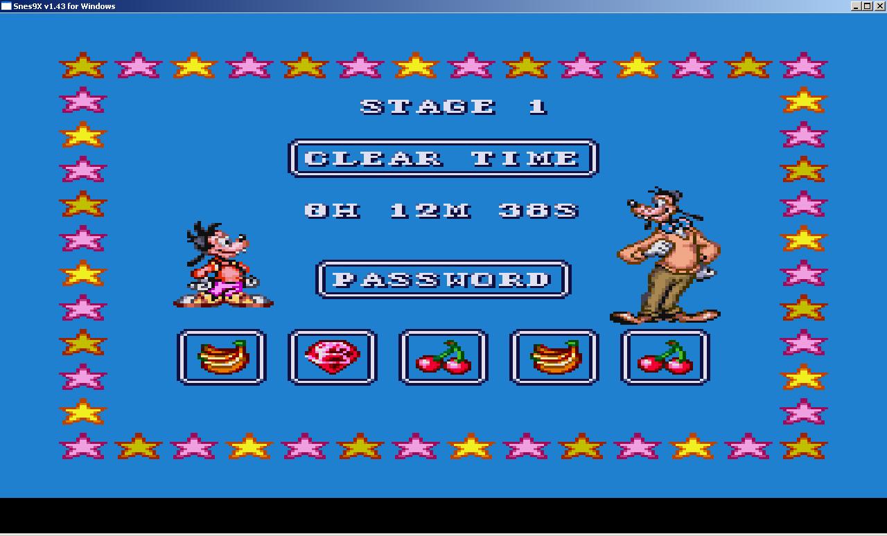Snes Eternament: Goof Troop Passwond, senhas