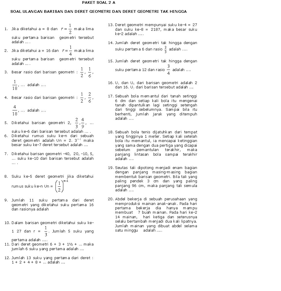 Contoh Latihan Soal Soal Matematika Smk Kelas Xi Barisan Contoh Latihan Soal Soal Matematika Smk Kelas Xi Barisan