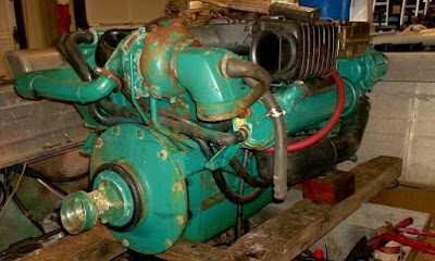inline six cylinder Volvo marine diesel pulled from boat