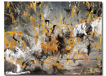 orange, grey, black and white, yellow, abstract painting, digital painting, contemporary painting, modern painting, Sam Freek,